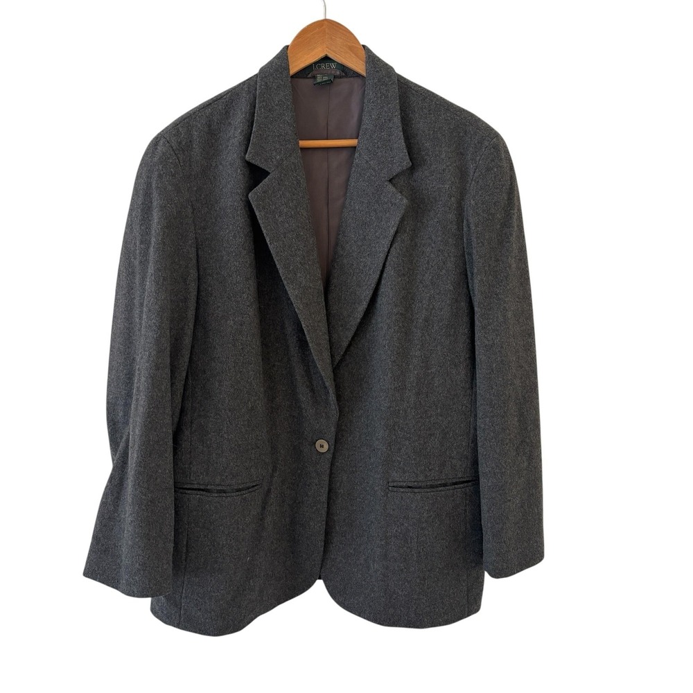 J.Crew Wool Cashmere Blazer Jacket Womens 12 Gray Quiet Luxury Career Hong Kong